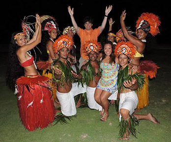 Allison and Mack with polynesian dancers